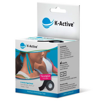 K-ACTIVE Classic 5 cm x 5 m kineziologinis teipas, juodas