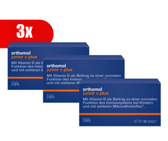 3 VNT. ORTHOMOL Junior C plus mandarinų skonio (30 dienos dozių)