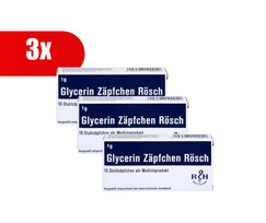 3 VNT. RÖSCH glicerino žvakutės, 1 g, 10 žvakučių