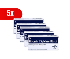 5 VNT. RÖSCH glicerino žvakutės, 1 g, 10 žvakučių
