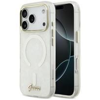 Guess IML Shell Script Metal MagSafe dėklas iPhone 17 Pro Max - Baltas