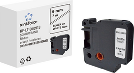 Schriftband Renkforce RF-LT-D40913 Kompatibel ersetzt DYMO D1 - 40913 9 mm Bandfarbe: Weiß Schriftfarbe: Schwarz 7 m (RF-6027852)