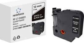 Schriftband Renkforce RF-LT-D45021 Kompatibel ersetzt DYMO D1 - 45021 12 mm Bandfarbe: Schwarz Schriftfarbe: Weiß 7 m (RF-6027830)