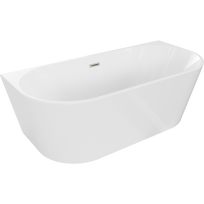 Mexen Oval laisvai pastatoma vonia prie sienos 140 x 75 cm, balta, šepečiu valytas nikelis - 52671407500-97