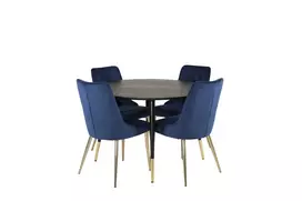 Valgomojo komplektas stalas Dipp su 4 kėdėmis Velvet Deluxe