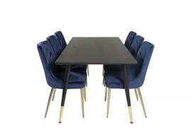 Valgomojo komplektas stalas Dipp su 6 kėdėmis Velvet Deluxe