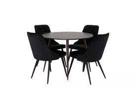 Valgomojo komplektas stalas Plaza su 4 kėdėmis Velvet Deluxe