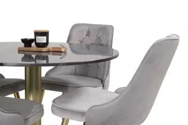 Valgomojo komplektas stalas Estelle su 4 kėdėmis Velvet Deluxe