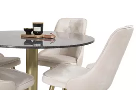 Valgomojo komplektas stalas Estelle su 4 kėdėmis Velvet Deluxe