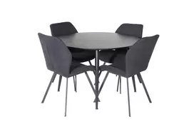 Dipp Valgomojo stalas - 115cm, juoda + Gemma Valgomojo kėdė 4 vnt., juoda