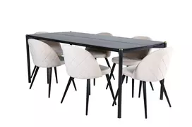 Pelle Valgomojo stalas - juoda / juoda juoda + aksominė kėdė - juoda / smėlio spalvos Velvet_6