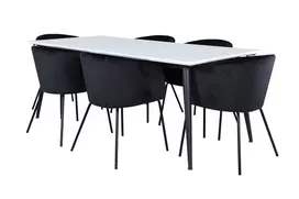 Jimmy pietų stalas - juoda / balta HPL+Berit kėdė - juoda / juoda Velvet_6