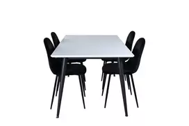 Jimmy Valgomojo stalas, juoda/balta + Polar Valgomojo kėdė 4 vnt., juoda