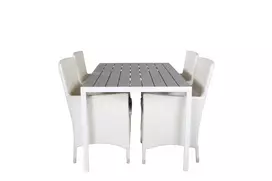 Break Valgomojo stalas, balta/pilka - 150*90 + Malin kėdė su porankiu