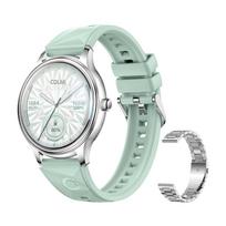 COLMI L28 Smart Watch (Silver-green + silver steel strap), Smart Watch COLMI L28 (Srebrno-zielony + srebrny pasek stalowy)