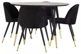Valgomojo komplektas stalas Dipp su 4 kėdėmis Velvet