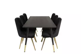 Valgomojo komplektas stalas Dipp su 6 kėdėmis Velvet Deluxe