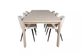 Valgomojo komplektas stalas Slider su 6 kėdėmis Velvet