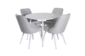 Valgomojo komplektas stalas Plaza su 4 kėdėmis Velvet Deluxe