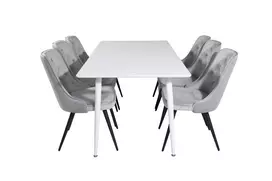 Valgomojo komplektas stalas Polar su 6 kėdėmis Velvet Deluxe