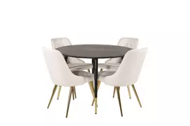 Valgomojo komplektas stalas Dipp su 4 kėdėmis Velvet Deluxe