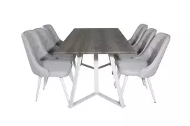 Valgomojo komplektas stalas Marina su 6 kėdėmis Velvet Deluxe