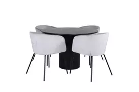 Bianca apvalus Valgomojo stalas - juoda / juoda fanera + Berit kėdė - juoda / šviesiai pilka Velvet_4