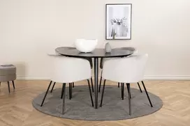 Dipp Valgomojo stalas - 115 cm - juoda fanera / visos juodos kojos + Berit kėdė - juoda / šviesiai pilka Velvet_4