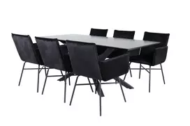 „Piazza“ Valgomojo stalas - juodas / juodas lukštas + kėdė Petra - juoda / juoda Velvet_6