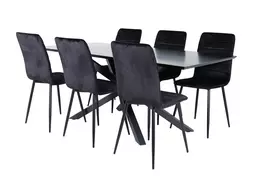 „Piazza“ valgomojo stalas – juoda / juoda fanera + „Windu Lyx“ kėdė - juoda / juoda Velvet_6