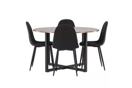 Durango Valgomojo stalas, juoda + Polar Valgomojo kėdė 4 vnt., juoda