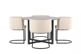 Valgomojo stalas Durango, Juoda/Riešuto+4 kėdės Simrishman, Juoda/Beige