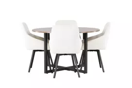 Valgomojo stalas Durango, Juoda/Riešuto+4 kėdės Rosie, Juoda/Beige
