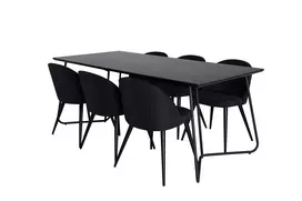 Valgomojo stalas Petra, Juoda+6 kėdės Velvet, Juoda