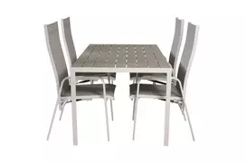 Break Valgomojo stalas, balta/pilka - 150*90 + Copacabana išskleidžiama kėdė