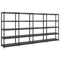 Lentyna daiktams 5 aukštų juoda 340x40x185cm plastikas