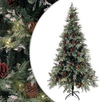 Kalėdų eglutė su kankorėžiais žalia/balta 225cm PVC ir PE
