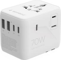 Gembird TPA-2A3C70-01-W Universal travel power adapter, 70 W, white | Gembird