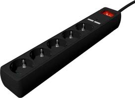 Gembird SPG5-U2-5-02 Power strip with USB charger, 5 sockets, 1.5 m, 2x USB, black