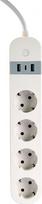 Gembird TSL-PS-S4U-01-W Smart power strip 4 AC outlet(s) Type E 1.5 m 3 3880 W White