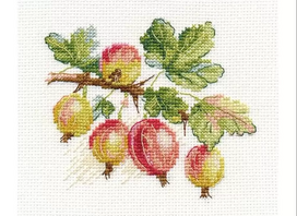 Kryželiu siuvinėjimo rinkinys „Agrastos“ ant baltos aidos, 11x9 cm, 17 spalvų