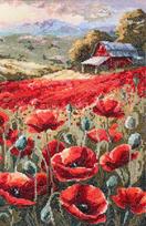 Siuvinėjimo kryželiu komplektas „Aguonų saulėlydis“ 30x19 cm