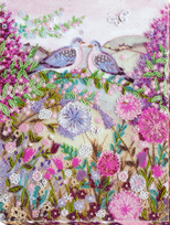 Karoliukų siuvinėjimo rinkinys „Meilės švelnumas“ – romantiškas dekoratyvinis paveikslas 27x35 cm