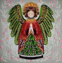 Karoliukų siuvinėjimo rinkinys „Kalėdų stebuklo sergėtojas“, 20×20 cm