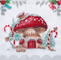 Mini karoliukų siuvinėjimo komplektas „Žiemos magija“, 15 x 15 cm