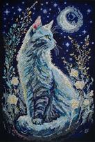 Siuvinėjimo kryželiu rinkinys „Nakties svečias“ paveikslui 22x32 cm