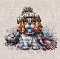 Cavalier King Charles spanielis – detalaus kryželiu siuvinėjimo rinkinys ant Aida 14 ct audinio AVA