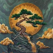 Karoliukų siuvinėjimo komplektas „Išminties medis“, 20x20 cm paveikslas