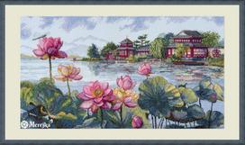 Siuvinėjimo rinkinys kryželiu „Lotoso svajonė“ 24×44 cm dekoratyvinei sienų puošybai