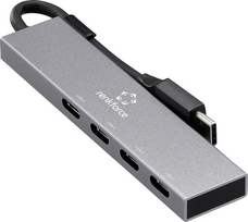 Renkforce RF-6902308 USB-Hub 4 Port USB-C® USB 3.2 Gen2 10GBit/s mit USB-C® Stecker Grau RF-USBCH-205 (RF-6902308)
